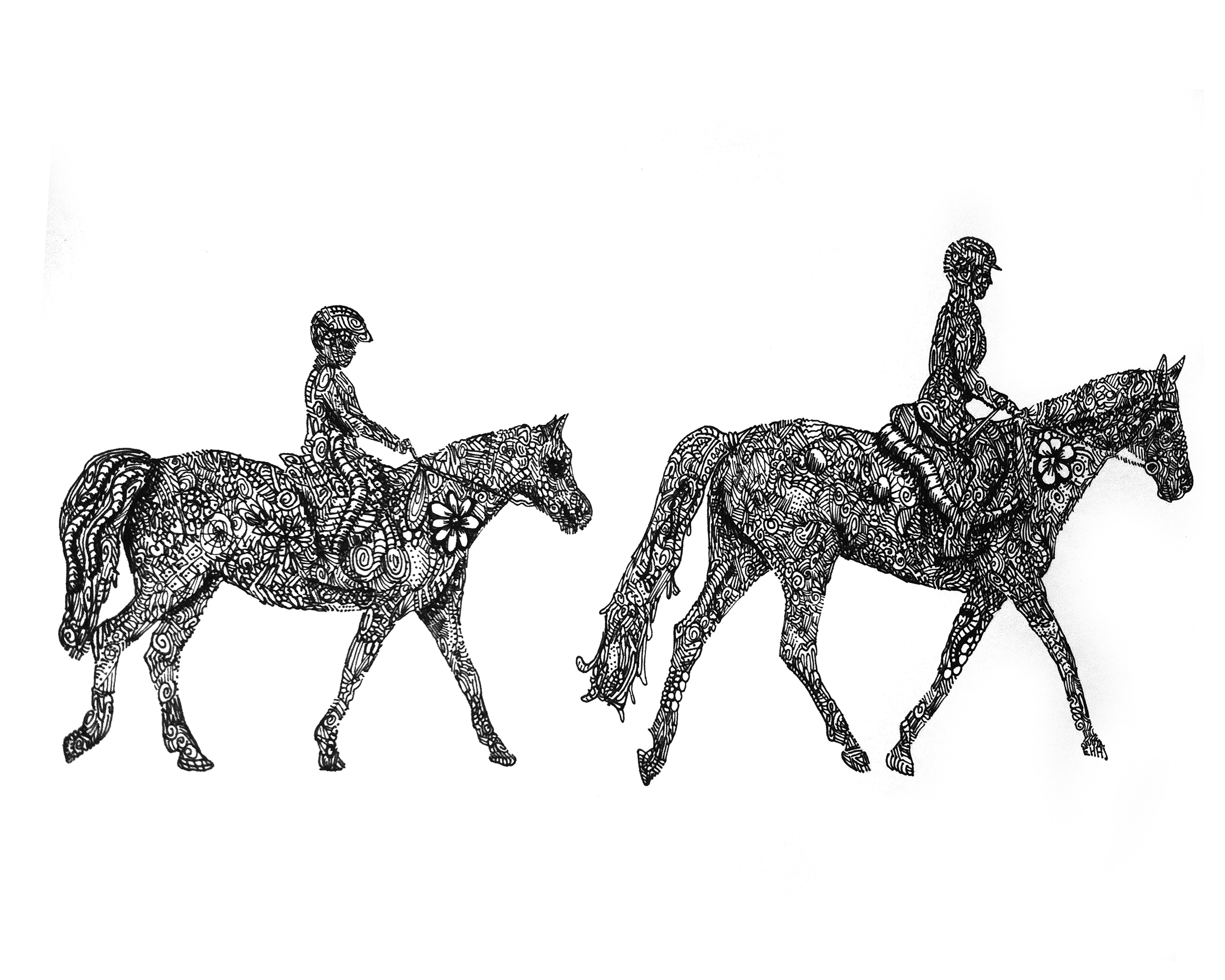 Horses Together 10 x8