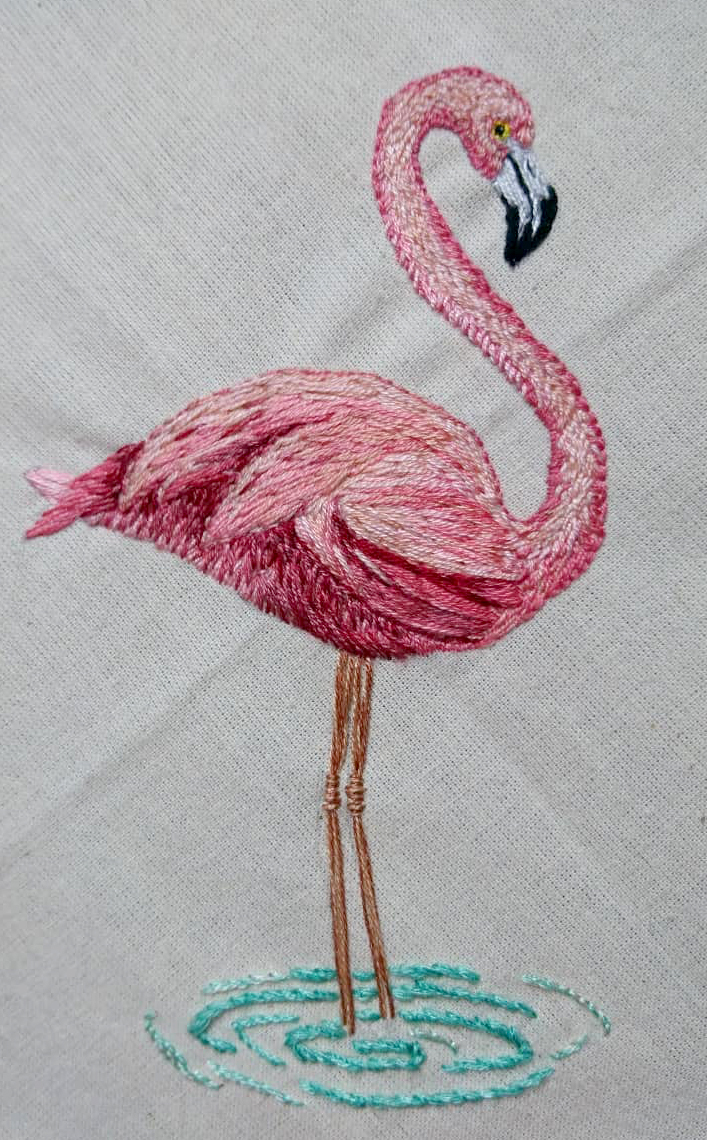 embroidered flamingo